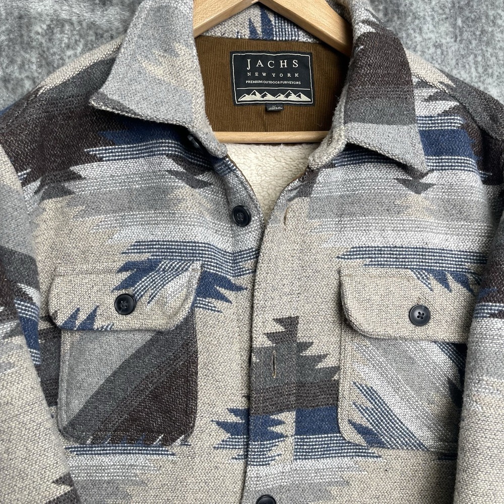 Jachs New York Men's Aztec Print Sherpa Lined Wool Blend Jacket Size M - Picture 2 of 10